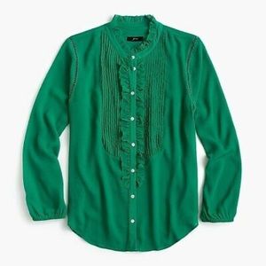 Jcrew Sheer button-front ruffle blouse w/ cami